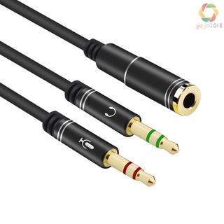 300 mm tamaño compacto Flexible mm Audio estéreo 1 hembra a 2 macho auriculares micrófono Y Splitter Cable auriculares a PC adaptador