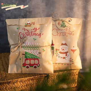 yolan 24sets muñeco de nieve de navidad kraft bolsas de papel galletas bolsas de galletas bolsa de navidad pegatinas de fiesta favor caramelo bolsa rojo zorro bolsa de embalaje bolsas de regalo
