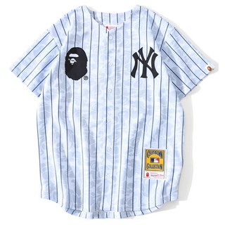[En Stock] Nueva Camisa Bape Camuflaje Uniforme De Béisbol Hombres Mujeres Algodón Manga Corta