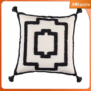 Soft Geometric Throw Pillow Invisible Zipper Cover Pillowcase Tufted Tassels Cotton Sofa Living Room Easy Remove