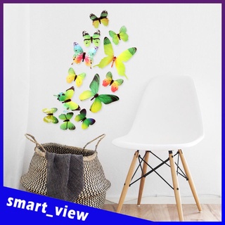 Smart View Store 12 piezas pegatinas de pared de mariposa 3D extraíbles tridimensionales pegatinas autoadhesivas DIY para el hogar de los niños habitación dormitorio
