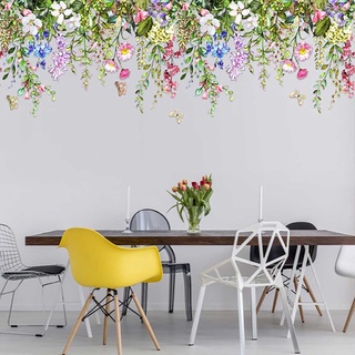 Pegatinas decorativas de pared para plantas, flores, decoración del hogar, dormitorio, oficina, Mural creativo (1)