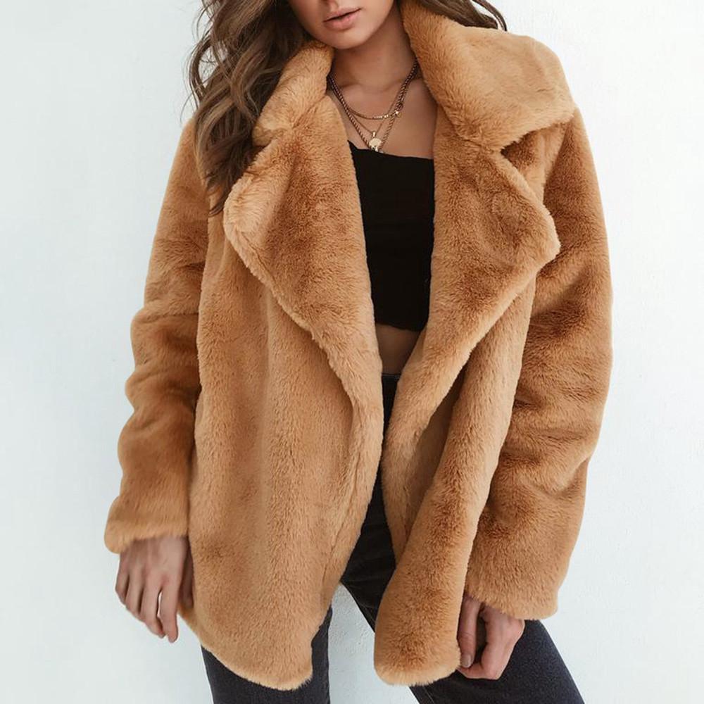 abrigo de invierno para mujer mantener caliente prendas de abrigo sueltas cuello grande abrigo de piel (4)