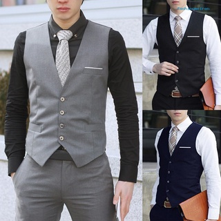 fashionmeiren hombres de negocios 4 botones cuello en v sin mangas chaleco slim fit trabajo boda chaleco