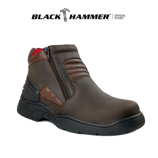 Black Hammer Men Mid Cut with Double Zip Safety Shoes BH2996