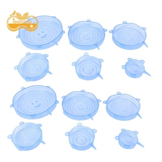 12 tapas elásticas de silicona duraderas - cubierta de alimentos expandible para intestino, lata, tarro, cristalería (6 tamaños)