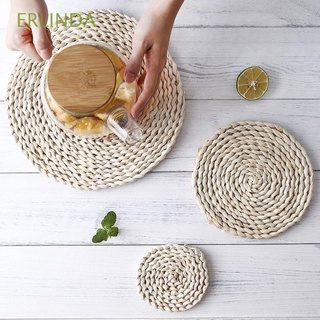 ERLINDA Dining Table Mat Woven Pot Holder Heat Insulation Pad Mug Coaster Thickened Natural Corn Casserole Pad Round Tea Cup Table Placemats