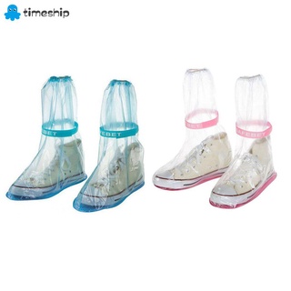 timeship unisex botas de agua espesar zapatos de lluvia botas de lluvia cubre zapatos impermeable días lluviosos herramientas reutilizables antideslizantes lluvia galoshes/multicolor