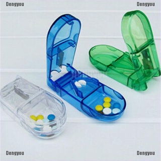 <dengyou> cortador de pastillas de moda divisor medio compartimento de almacenamiento caja de medicina tablet titular