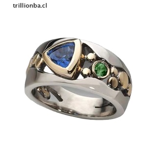 TRIL Women Ring Jewelry Unique Triangular Green Stone Anniversary Gift Mother’s Birthday Gift Fashion Finger Rings .