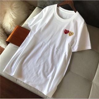Juego CDG Familia Conjunto Camisas Pareja Camisetas Bordado Doble Corazón Niños Camisa De Algodón De Moda Más El Tamaño AP28 (8)