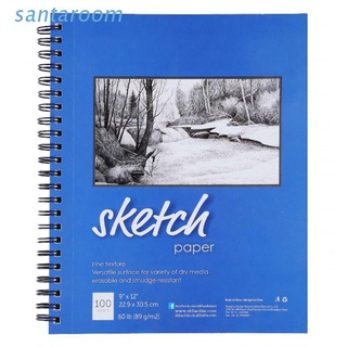 Santa 100 Sheets 9x12" Sketch Drawing Paper Book Sketchbook Artist Pad Stationery School Supplies