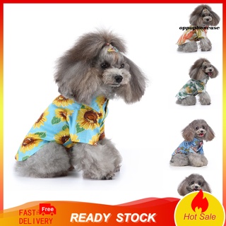 oppo pet camiseta estilo hawaii impresión turndown cuello algodón botón cierre perro disfraz para la vida diaria