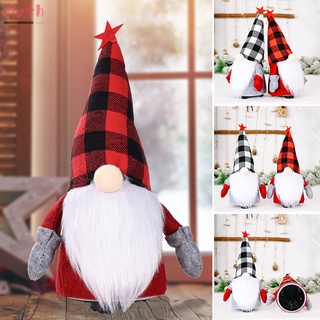 muñeca de peluche sin cara de navidad con luz led roja y negra a cuadros sombrero elfo peluche muñeca fiesta fiesta hogar mesa decoración