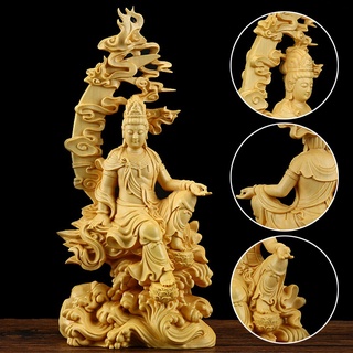 Nuevo Boxwood talla Kwan-yin Guanyin buda estatua escultura artesanía madera gyxcadia