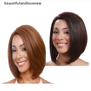 [beautifulandlovenew] peluca corta bob mujeres recta sin pegamento encaje frontal pelo humano