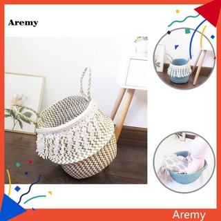 Arem cesta decorativa de pasto marino para lavar ropa decorativa cesta a prueba de suciedad para interior (1)