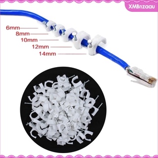 100pcs Plastic Cable Fixed Clips with Nail High Carbon Steel Nail TV Phone
