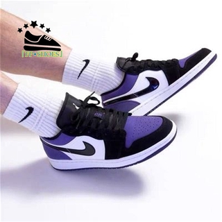 『fp•shoes』 descuento promoción nike air jordan 1 corte bajo negro y púrpura dedos de los pies de corte bajo zapatos de pareja estilo femenino estudiantes salvajes pareja deportes ocio 553558-125 (1)