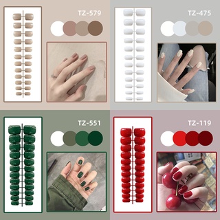24 piezas uñas postizas cortas cuadrado Impermeables francesas (1)