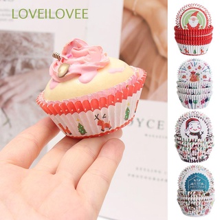 LOVEILOVEE 100PCS Bakery Baking Cups Party Supplies Muffin Boxes Christmas Cake Cup Cake Decorating Tools Cupcake Santa Claus Kitchen Accessories Liner Wrapper Paper