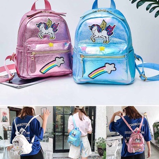 Unicornio mochila adolescente niña moda escuela bolsas pequeñas de dibujos animados arco iris bordado Softback bolsa (3)