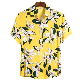 [camiseta para hombre] yts étnico manga corta casual impresión hawaiana camisa blusa camiseta
