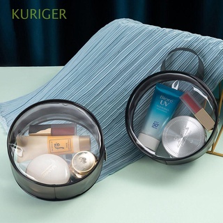 KURIGER Fashion Make up Case Outdoor Bath Storage Round Cosmetic Bag Toiletry Bag Wash Pouch Transparent Waterproof Handbag Zipper Travel Storage Bag/Multicolor