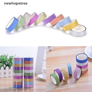 [newhopetree] 10pcs Glitter Washi papel pegajoso enmascaramiento cinta adhesiva etiqueta DIY artesanía decorativa caliente