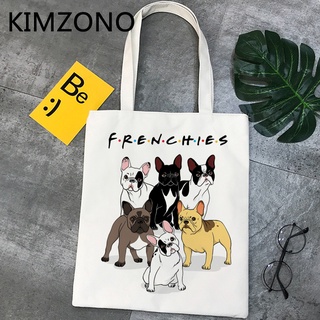 French Bulldog Bolsa de La Compra bolso tote Lona bolsas de tela Algodón ecobag Personalizado