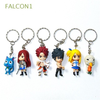 FALCON1 Gifts Fairy Tail Keychain Gray Key Ring Animation Peripheral Figurine Model Erza Natsu Scultures Japanese Anime 6 Pcs/set Keychain