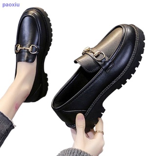 Mocasines mujer suave hermana pequeño cuero zapatos estilo británico salvaje suela gruesa 2021 primavera y otoño nueva plataforma retro negro único zapatos