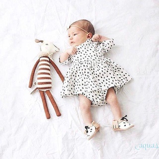 Anana-lovely Baby Dots mameluco vestido, manga larga cuello redondo triángulo entrepierna pantalones, ropa de bebé