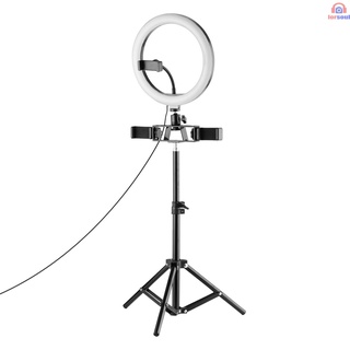 [L.S]10 Inch Ring Light Selfie Beauty LED Light USB Photography Light 3 Lighting Modes Dimmable with 3pcs Phone Holders + Ballhead Adapter + 72cm Tripod Stand + Remote Shutter for Live Streaming Online Video Makeup Vlog