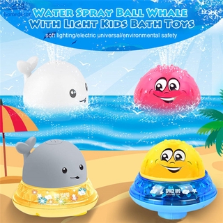 Bebé baño juguete Spray bola de agua ballena juguetes con luz música Led luz infantil juguetes de baño