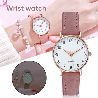 reloj de cuarzo minimalista a la moda que brilla en la oscuridad dial redondo reloj de pulsera para oficina informal diario para mujeres