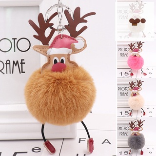 Plush Deer Shaped Keychain Muticolor Fashion Innovative Car Key Chain Christmas Gifts for Girls and Women
