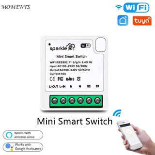 1 tuya mini wifi smart switch 16a 2 vías control temporizador interruptores inalámbricos tuya/smart life app funciona con alexa google home 1