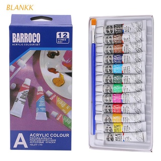 en blanco 6 ml 12 colores profesional pintura acrílica acuarela conjunto de mano pared pintura cepillo (1)