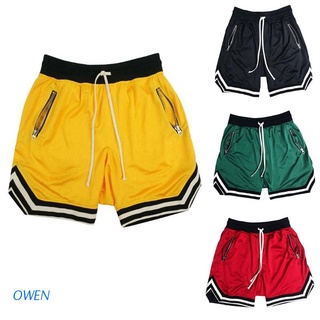 owen mens athletic running transpirable malla pantalones cortos de gimnasio entrenamiento de secado rápido cordón baloncesto pantalones cortos con cremallera bolsillo