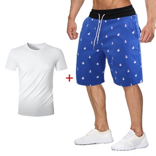 Nuevo traje deportivo de verano contraste para hombre pantalones cortos cortos camiseta de pantalones cortos sin mangas
