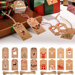 TARSURE 100PCS Party Cards Christmas Tag Elk Gift Wrapping Hang Tags DIY Santa Claus Christmas Tree Kraft Paper Xmas Decoration Wrapping Supplies Christmas Labels (1)