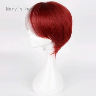 Mary's home store Yayuanxin My Hero Academia Boku no Hiro Akademia Shoto Todoroki Shouto blanco y rojo Cosplay peluca+gorra de Wig