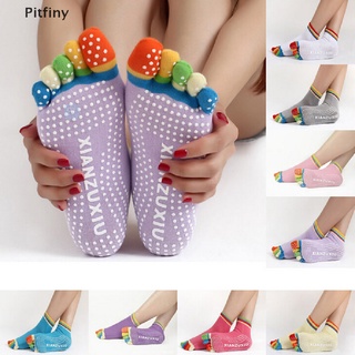 1 Par De calcetines De algodón De mujer antideslizantes De colores duraderos con Cinco Dedos Para Yoga (1)