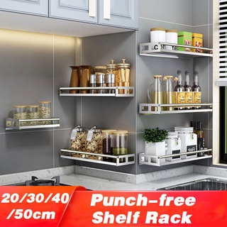Estante de condimentos de cocina de acero inoxidable sin agujeros estante de condimento montado en la pared estante de almacenamiento multicapa