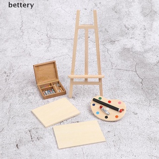 [bettery] 1:12 casa de muñecas miniatura artista caballete paleta de pigmentos caja modelo accesorios