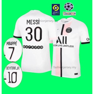【Versión para fanáticos】 2021-22 PSG Away Jersey Camiseta de fútbol para hombre Paris Saint Germain Camiseta de fútbol blanca Talla S-2XL