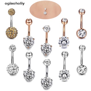 ogiaoholiy 5 unids/set de acero inoxidable cristal ombligo ombligo anillos barra piercing joyería cl