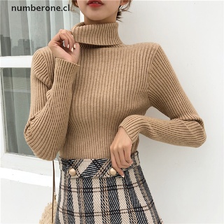 ONE Women Knitted Sweater Long Sleeve Jumper Turtleneck Pullover Casual Top Knitting .
