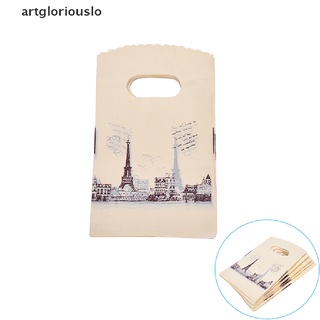 [artgloriouslo] 100 Unids/Lote Bolsas De Plástico De La Torre Eiffel Rosa Con Asa , .